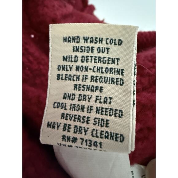 LL Bean Wool Blend Cardigan Sweater Burgundy Womens Sz XL Cable Knit Open Front - Picture 6 of 9
